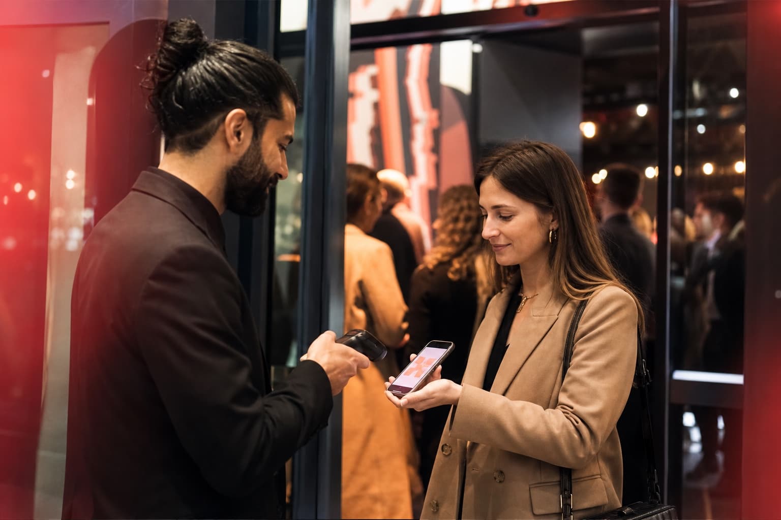 An event guest presenting a digital ticket for a smooth venue check-in