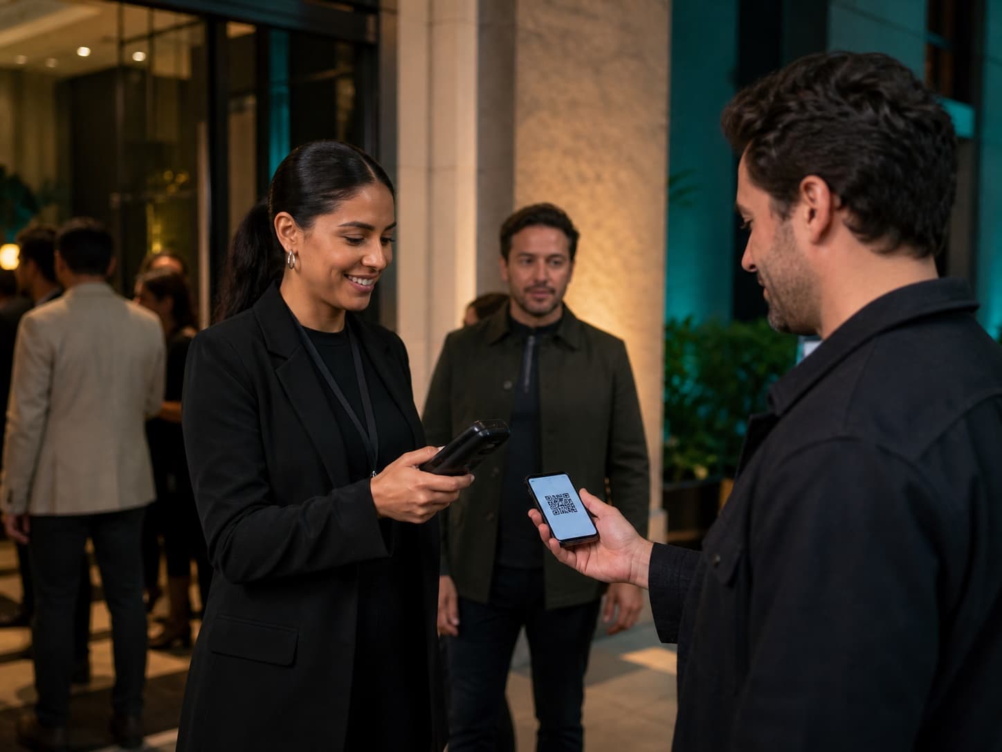 An event guest presenting a digital ticket for a smooth venue check-in